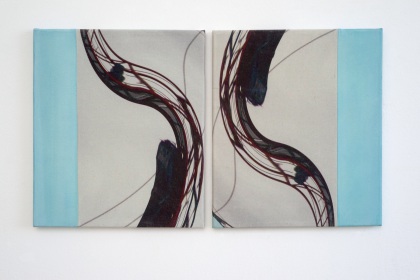 Gudrun Klebeck, Move I/II, 2019; Fotoprint auf Leinwand, Acryl auf Leinwand, 40 x 35/40 x 35 cm